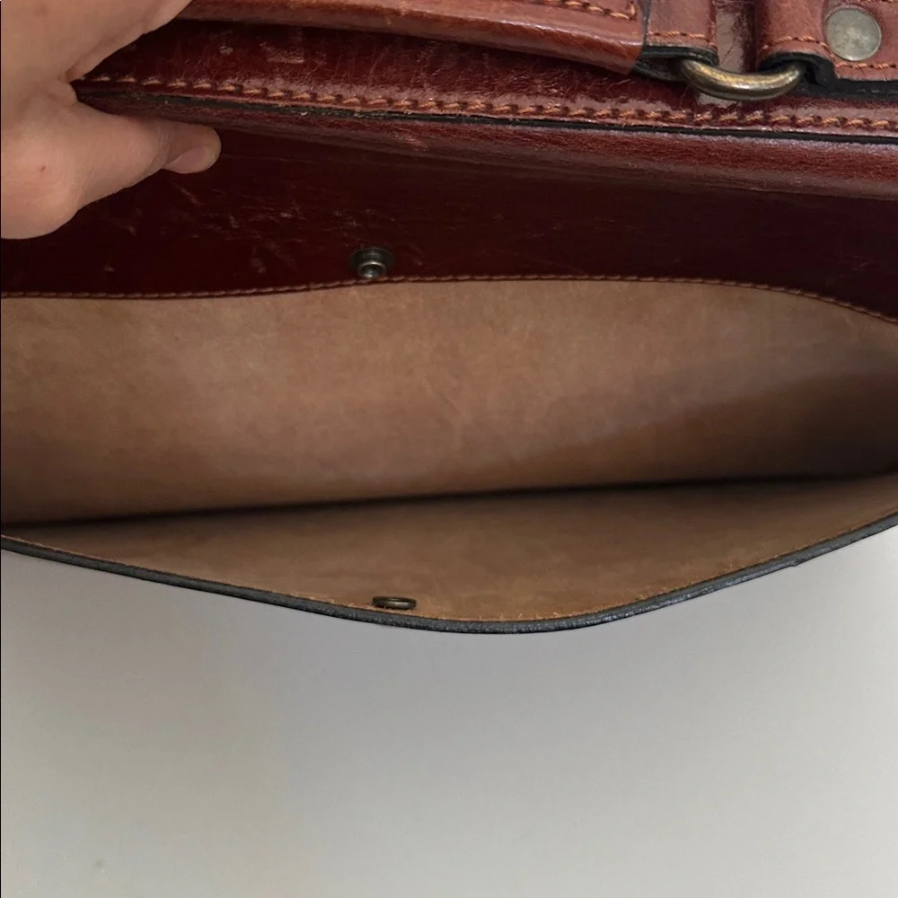 Vintage Classic Italian Genuine Brown Leather Briefcase for Men